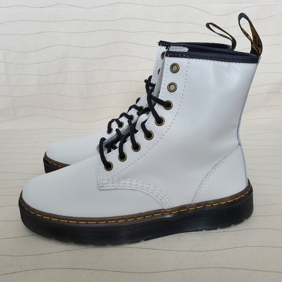 NEW Dr Martens Womens Zavala T Lamper Combat Boots Leather White Size 7 - Picture 2 of 10
